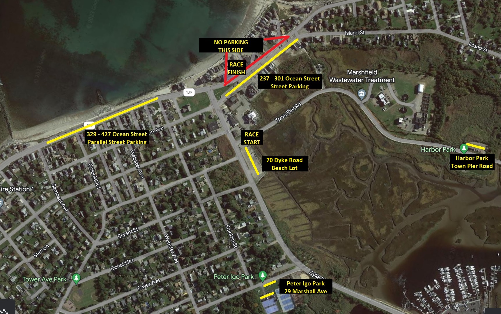 Beach and Back Half Marathon & 5K 2023 - Parking Map