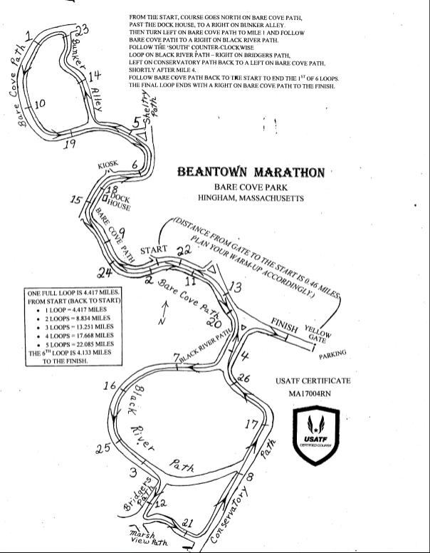 Beantown marathon 2023 - course map