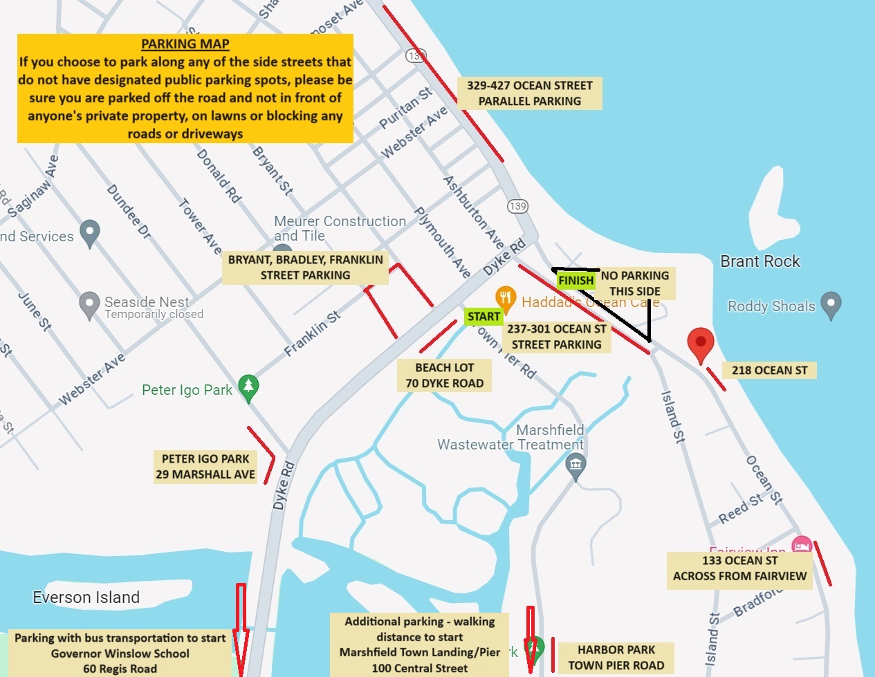 Beach and Back Half Marathon & 5K 2023 - Parking Map