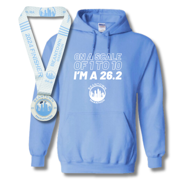 Beantown marathon hoodie and medal image 2024