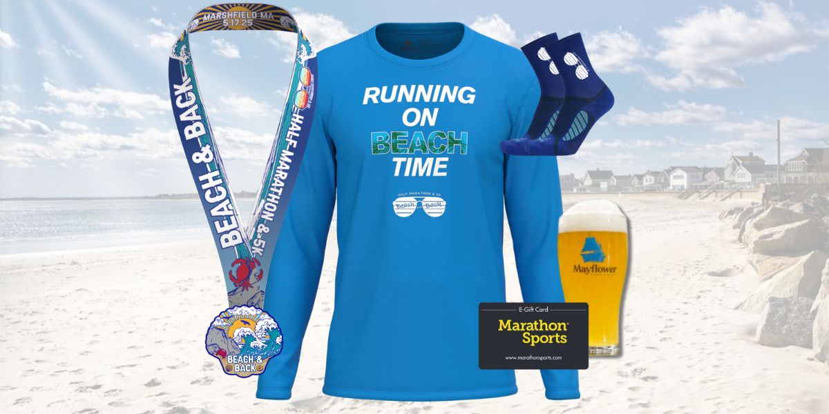 beach and back half marathon and 5k 2025 swag image